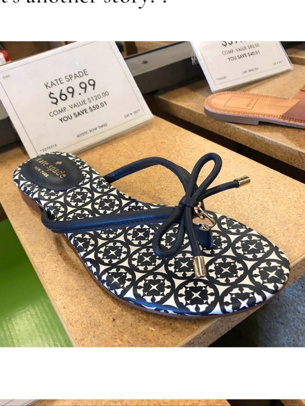 kate spade Mystic Bow Black & White Patterned Sandals